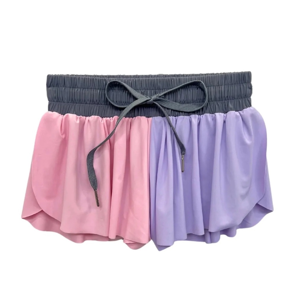 Katie J NYC Farrah Flutter Flyaway Butterfly Shorts - Pink / Purple - Size XS
